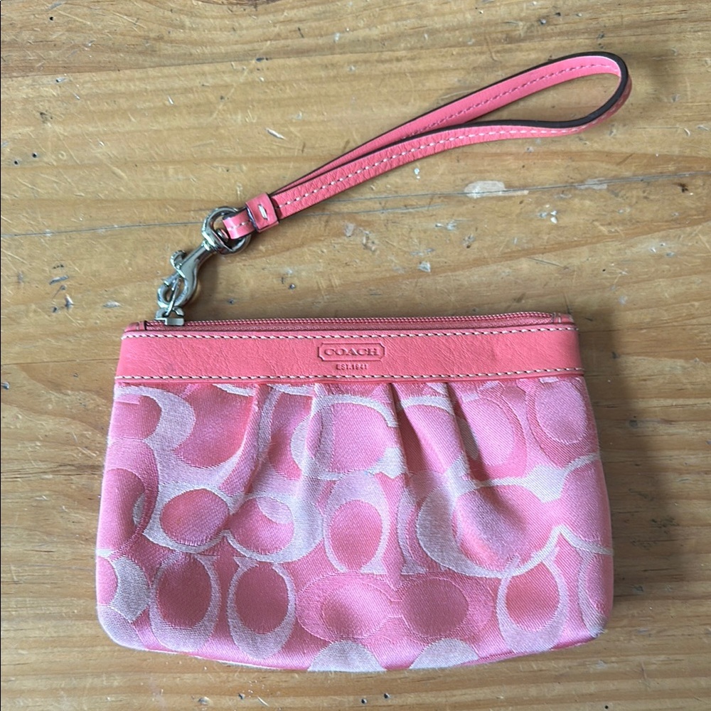 Coach Pink Signature Wristlet